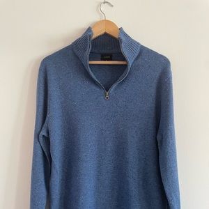 J.Crew Zip Wool Blue Sweater. Medium.